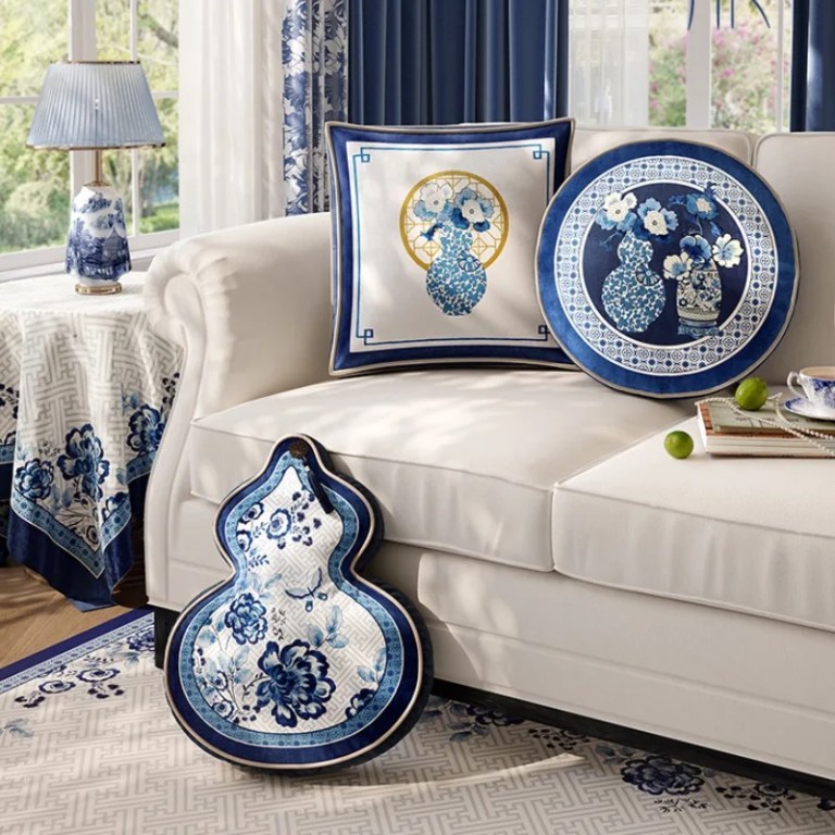 Blue Flora Antique Cushion Blue Flora Antique Cushion