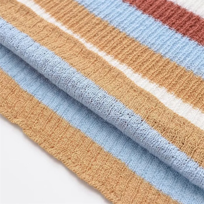 Candy Striped Knit Vest And Elastic Waist Straight Midi Skirt Set