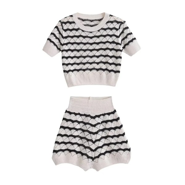Women’s Knit Strip Top – Shorts Sets
