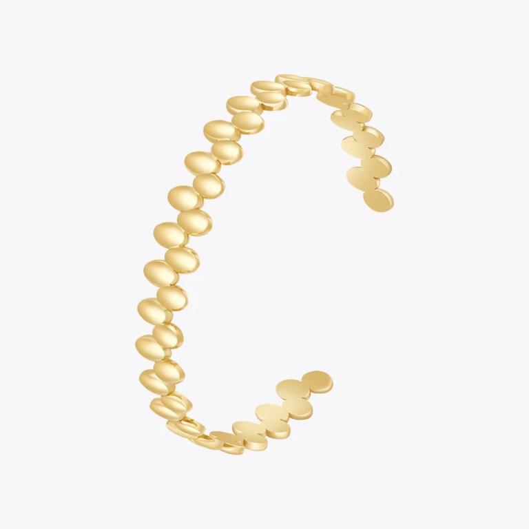 Pulseras Geometry Oval Open Bangle 18K Gold Plated Cuff