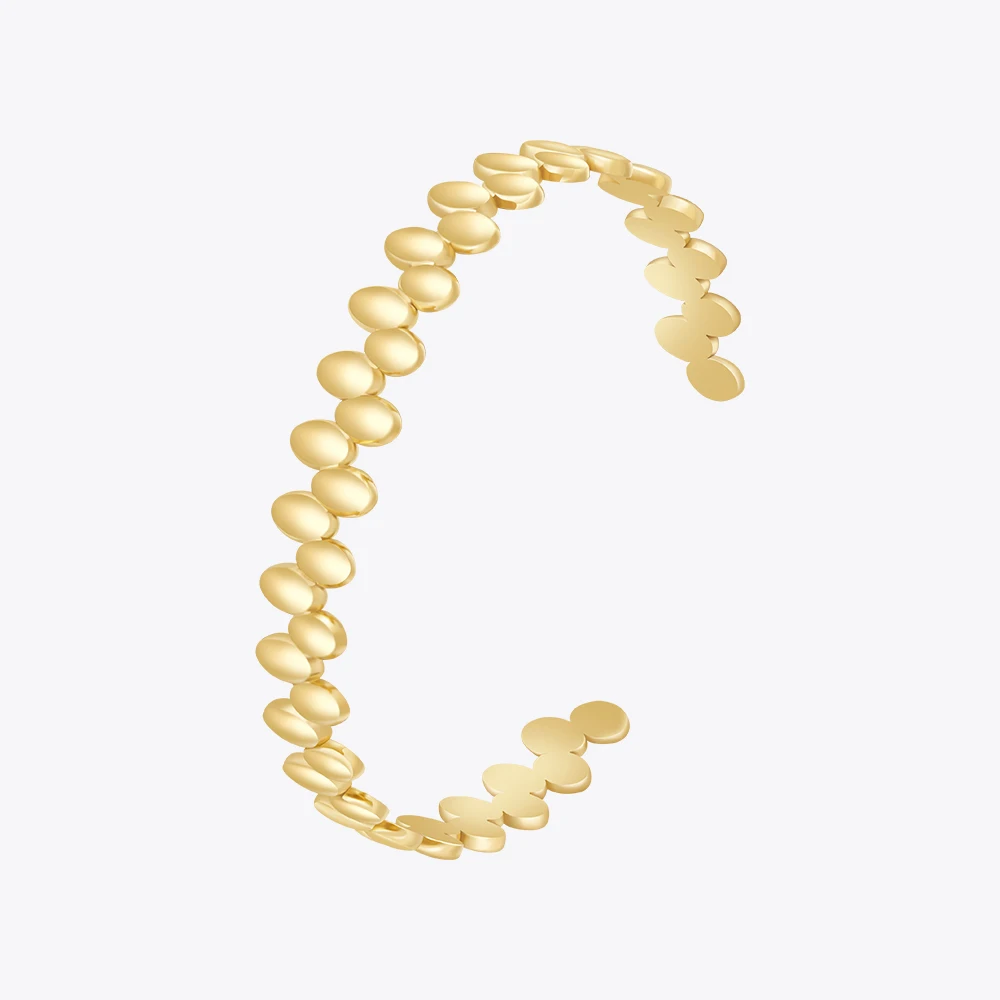 Pulseras Geometry Oval Open Bangle 18K Gold Plated Cuff