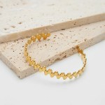 Pulseras Geometry Oval Open Bangle 18K Gold Plated Cuff