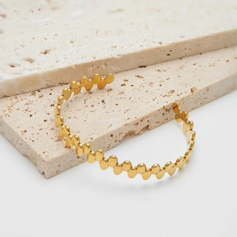 Pulseras Geometry Oval Open Bangle 18K Gold Plated Cuff