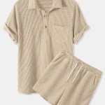 Men’s Short Vacay Casual Loose Corduroy Short Sleeve Shirt and Shorts Set Men’s Short Vacay Casual Loose Corduroy Short Sleeve Shirt and Shorts Set