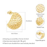 Mesh Stud Earrings For Women Aretes De Mujer 18K Gold Plated Mesh Stud Earrings For Women Aretes De Mujer 18K Gold Plated