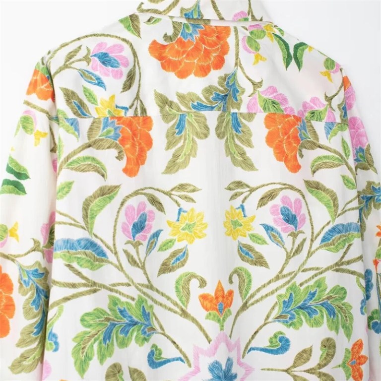 Women’s Floral Print Single Breasted Long Sleeve Shirt