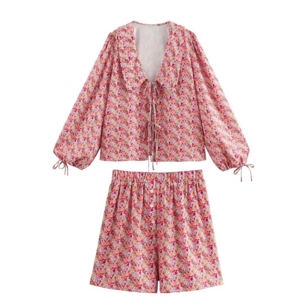 Women’s Bow Doll Floral Shirt + Short Set
