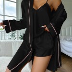 Women’s Summer Bridesmaid Satin Pyjama Short Set with Robe Women’s Summer Bridesmaid Satin Pyjama Short Set with Robe