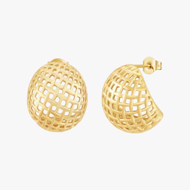 Mesh Stud Earrings For Women Aretes De Mujer 18K Gold Plated Mesh Stud Earrings For Women Aretes De Mujer 18K Gold Plated