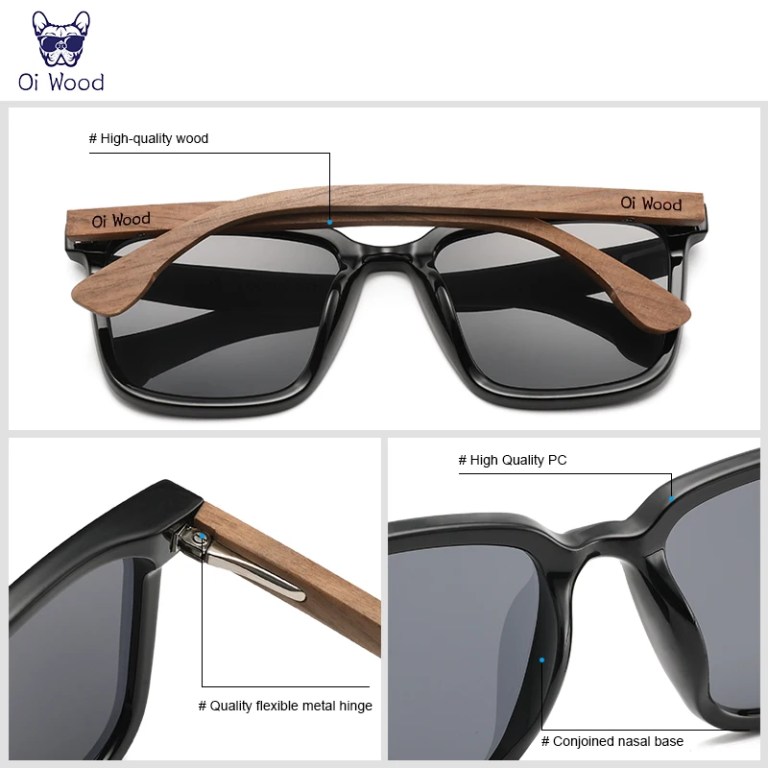 Oi Wood Sunglasses Wooden Eyeglasses polarized Blue Lenses Mens Glasses Luxury Eyewear