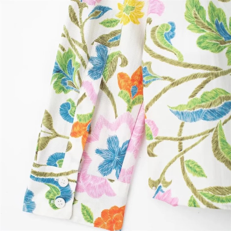 Women’s Floral Print Single Breasted Long Sleeve Shirt