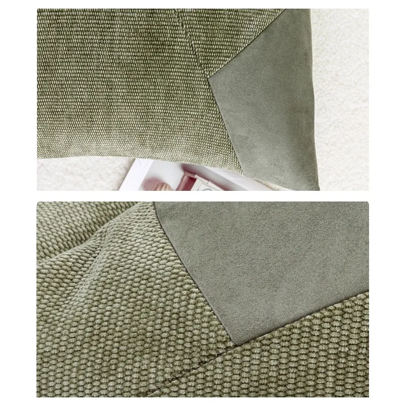 Retro Green Suede Patch Cushion – Modern Decor