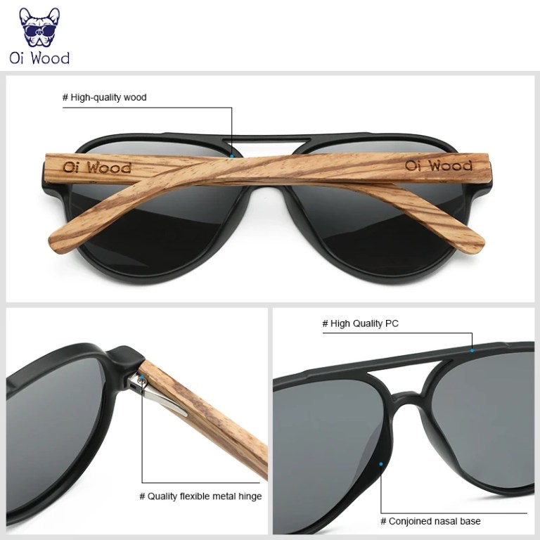 Oi Wood Wooden Sunglasses Polarized UV400 High Quality Eyewear