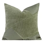 Retro Green Suede Patch Cushion – Modern Decor