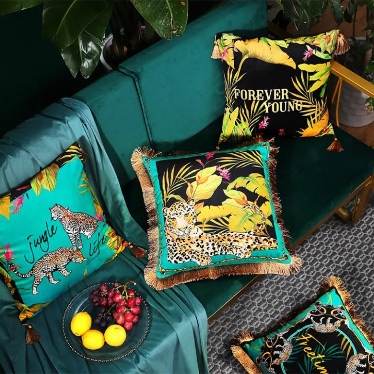 Green Luxury Velvet Leopard Print Cushion Green Luxury Velvet Leopard Print Cushion