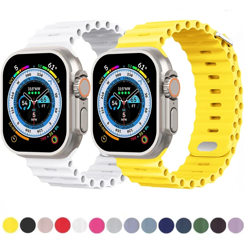 Silicone strap For Apple watch Ultra/2 49mm Sports breathable soft wrist band For iwatch