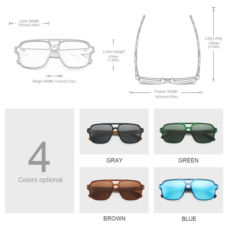 Oi Wood Polarizing UVA&B Protection Eyewear Eco-Friendly