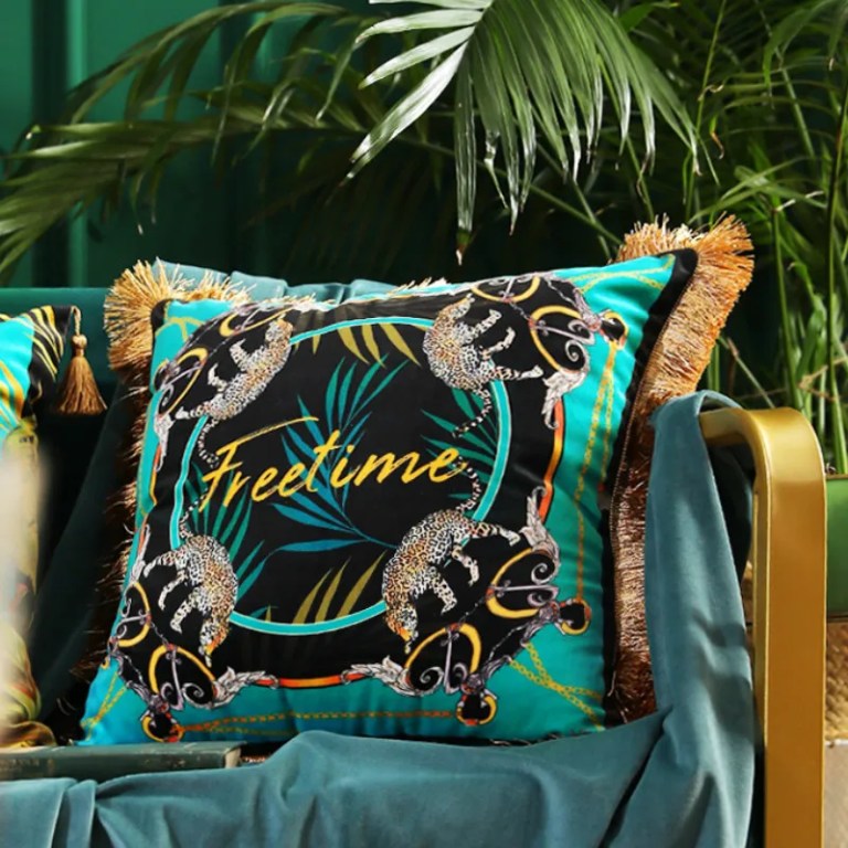 Green Luxury Velvet Leopard Print Cushion Green Luxury Velvet Leopard Print Cushion
