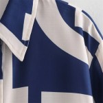 Women’s Blue and White Oversized Geo Print Shirt