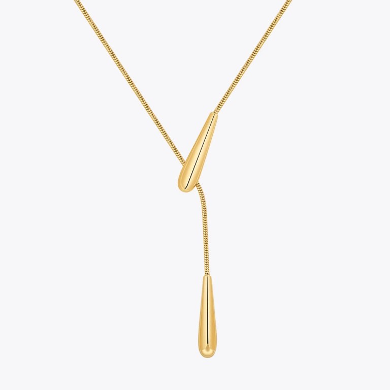 Collares Rain Drop Snake Chain Pendant Necklace