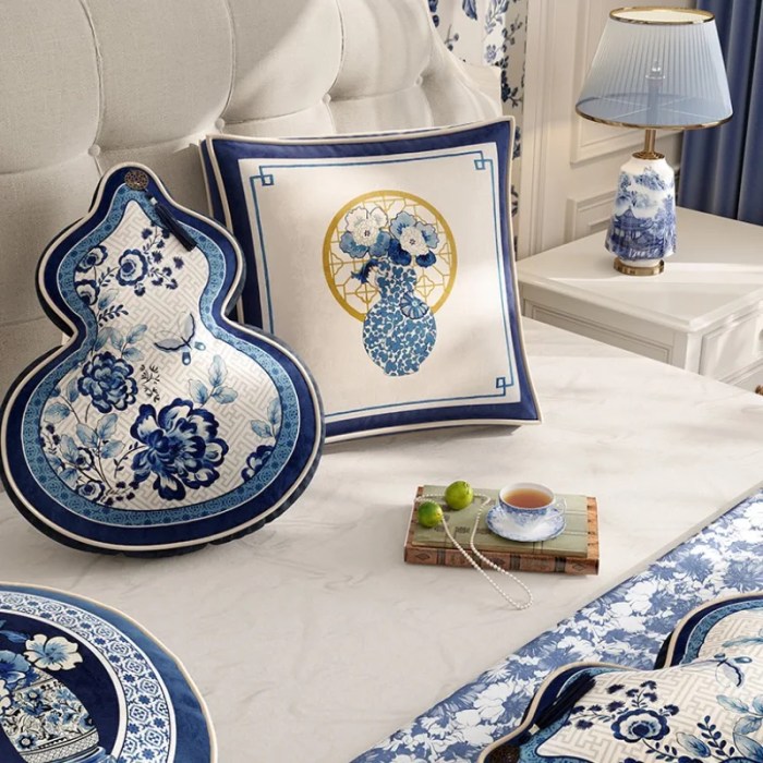 Blue Flora Antique Cushion