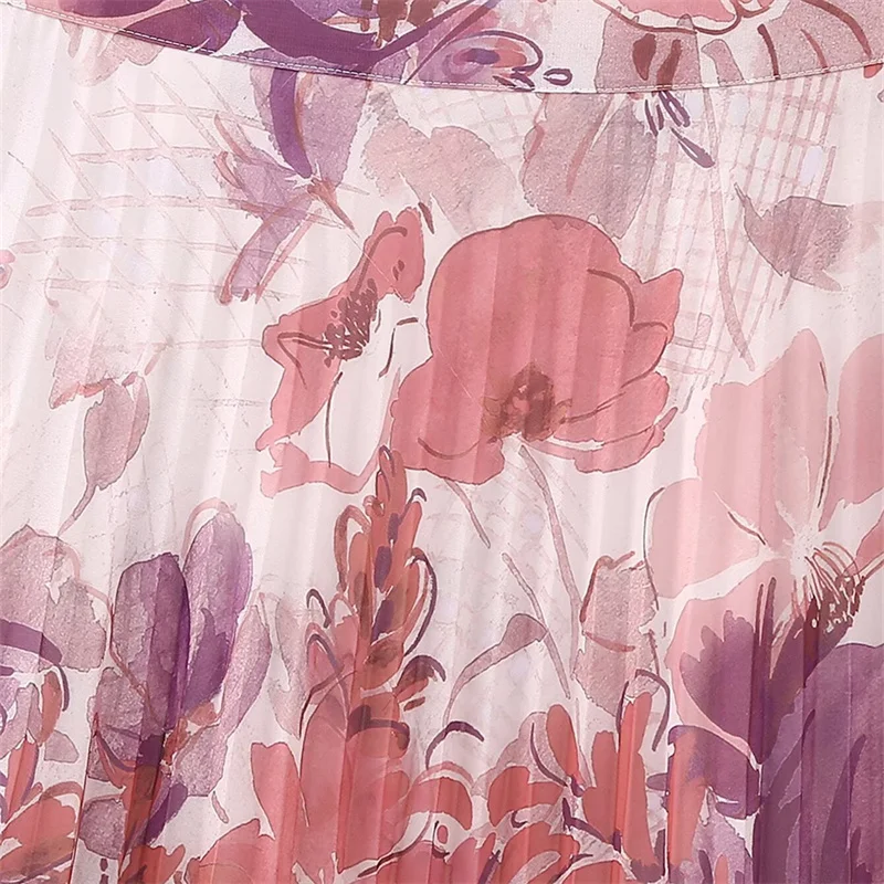 Pastel Floral Pleated Skirt