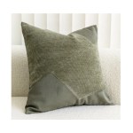 Retro Green Suede Patch Cushion – Modern Decor