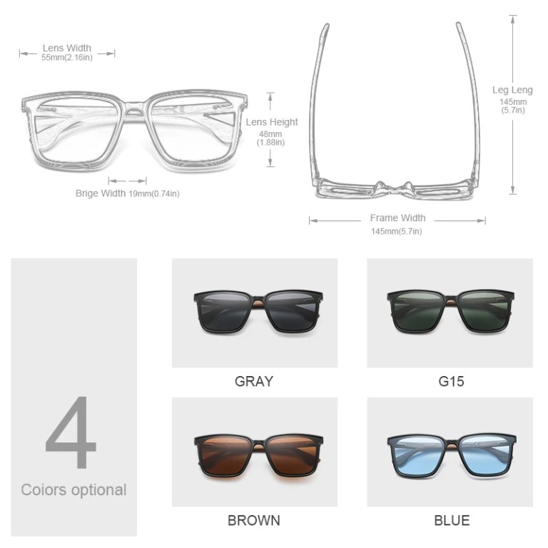 Oi Wood Sunglasses Wooden Eyeglasses polarized Blue Lenses Mens Glasses Luxury Eyewear