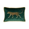 Green Leopard Embroidered Velvet Cushion Green Leopard Embroidered Velvet Cushion