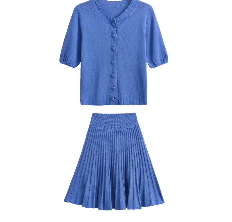 Royal Blue Short Knit Top & Mini Skirt Two Piece Set Royal Blue Short Knit Top & Mini Skirt Two Piece Set