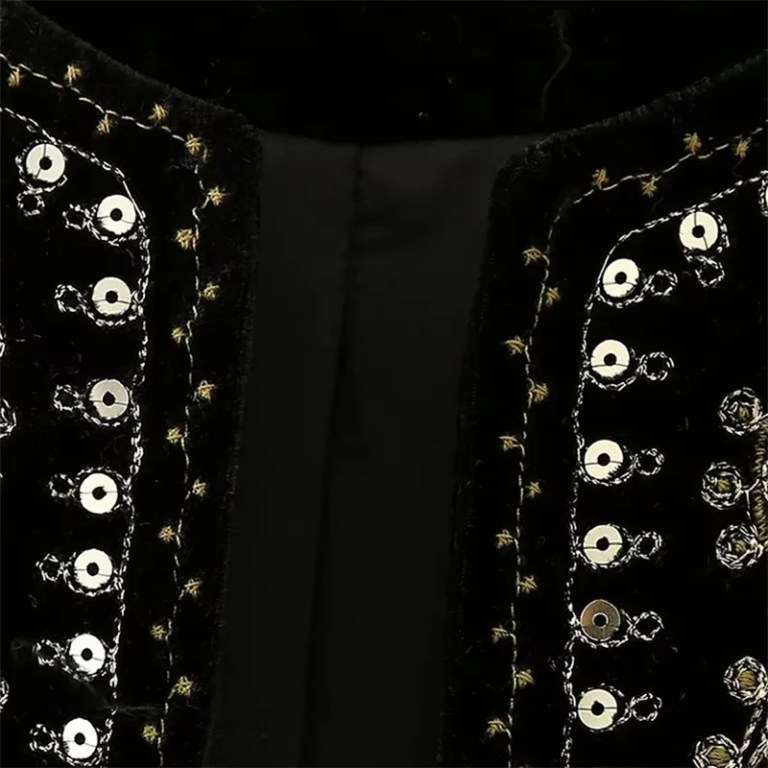 Tribal Winds Sequin Embroidered Velvet Women’s Short Vest Waistcoat Tribal Winds Sequin Embroidered Velvet Women’s Short Vest Waistcoat