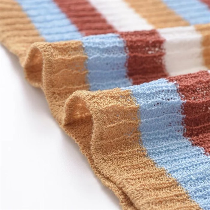 Candy Striped Knit Vest And Elastic Waist Straight Midi Skirt Set