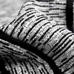 White, Black Geometric Patchwork Jacquard Cushion