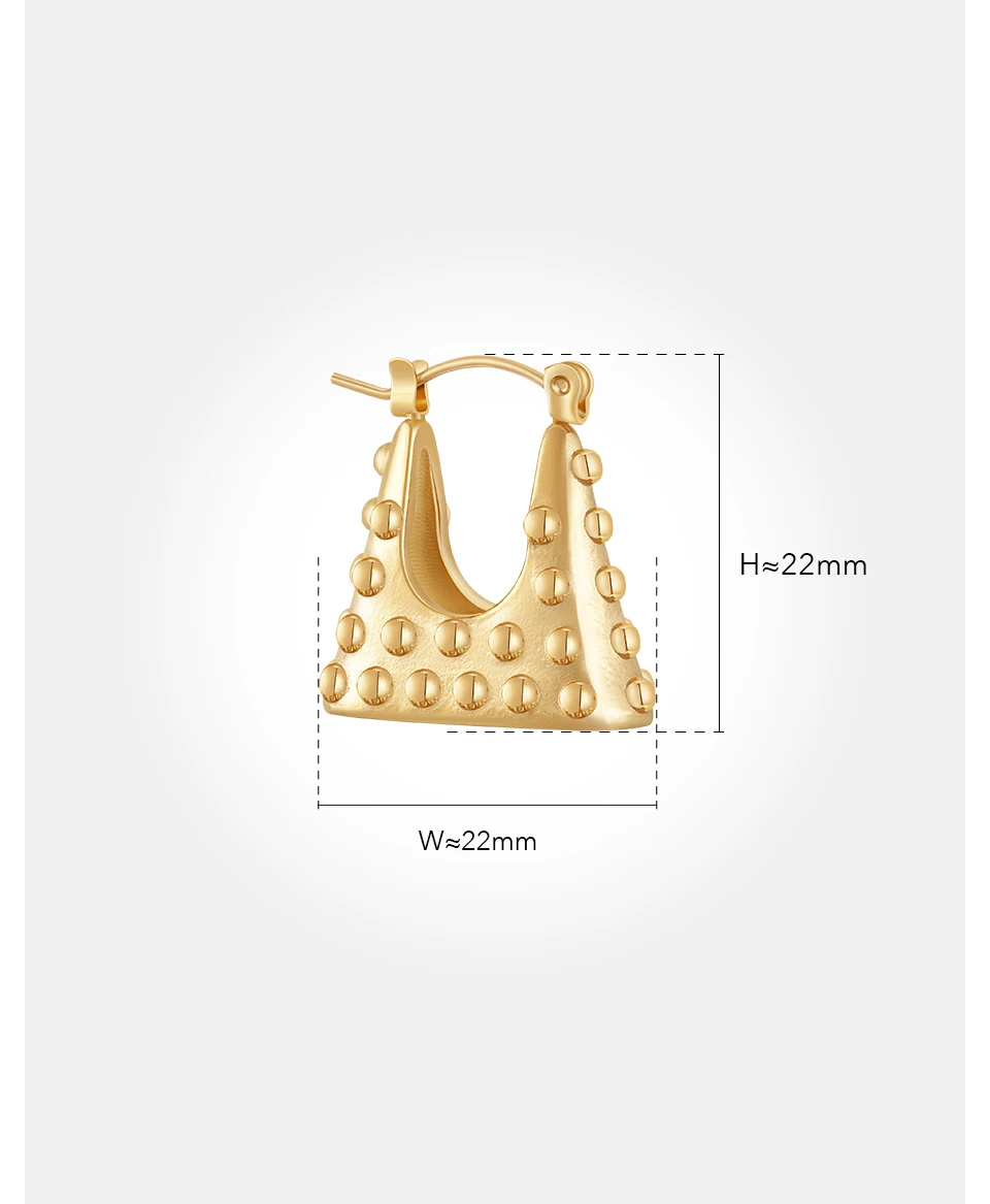 Aretes Handbag Stud Earrings 18K Gold Plated