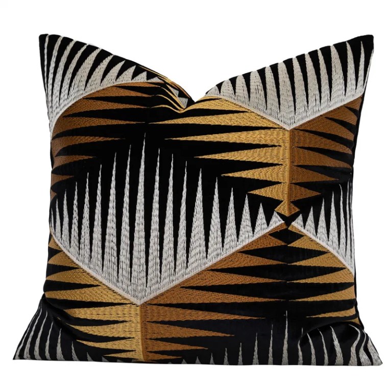 Modern Loft Art Deco Cushion – Decorative Pillow Case Simple Geometric Embroidered Art Room Square Cushion Aesthetic