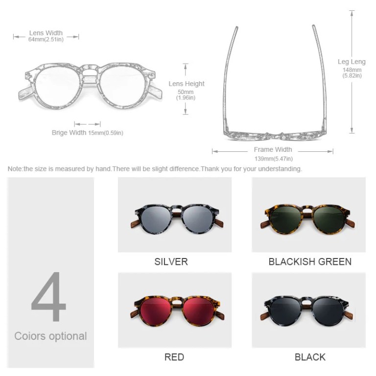 Oi Wood Sunglasses Walnut Wood Round Eyeglasses