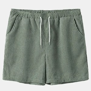 Men’s Short Vacay Casual Loose Corduroy Short Sleeve Shirt and Shorts Set