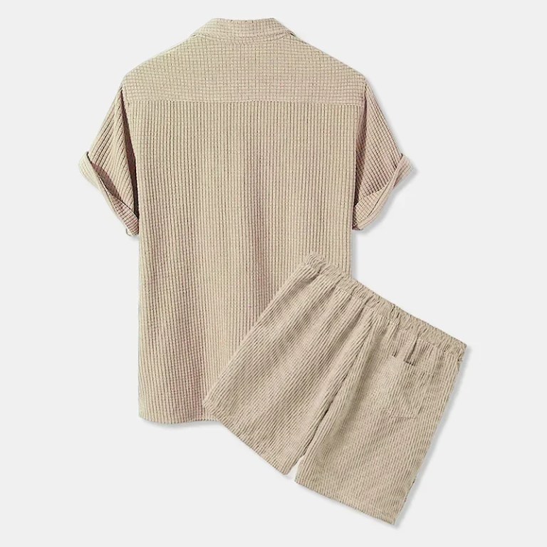 Men’s Short Vacay Casual Loose Corduroy Short Sleeve Shirt and Shorts Set Men’s Short Vacay Casual Loose Corduroy Short Sleeve Shirt and Shorts Set
