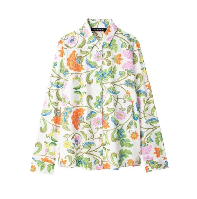 Women’s Floral Print Single Breasted Long Sleeve Shirt