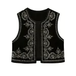 Tribal Winds Sequin Embroidered Velvet Women’s Short Vest Waistcoat Tribal Winds Sequin Embroidered Velvet Women’s Short Vest Waistcoat
