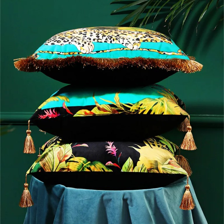 Green Luxury Velvet Leopard Print Cushion Green Luxury Velvet Leopard Print Cushion