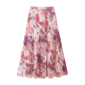Pastel Floral Pleated Skirt