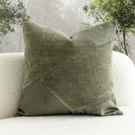 Retro Green Suede Patch Cushion – Modern Decor