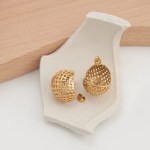 Mesh Stud Earrings For Women Aretes De Mujer 18K Gold Plated Mesh Stud Earrings For Women Aretes De Mujer 18K Gold Plated