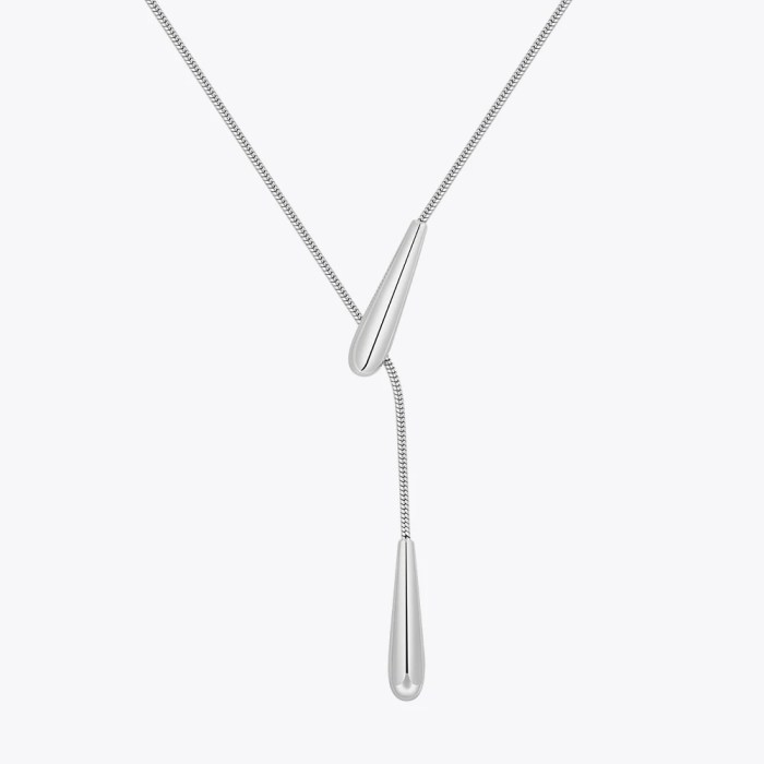 Collares Rain Drop Snake Chain Pendant Necklace