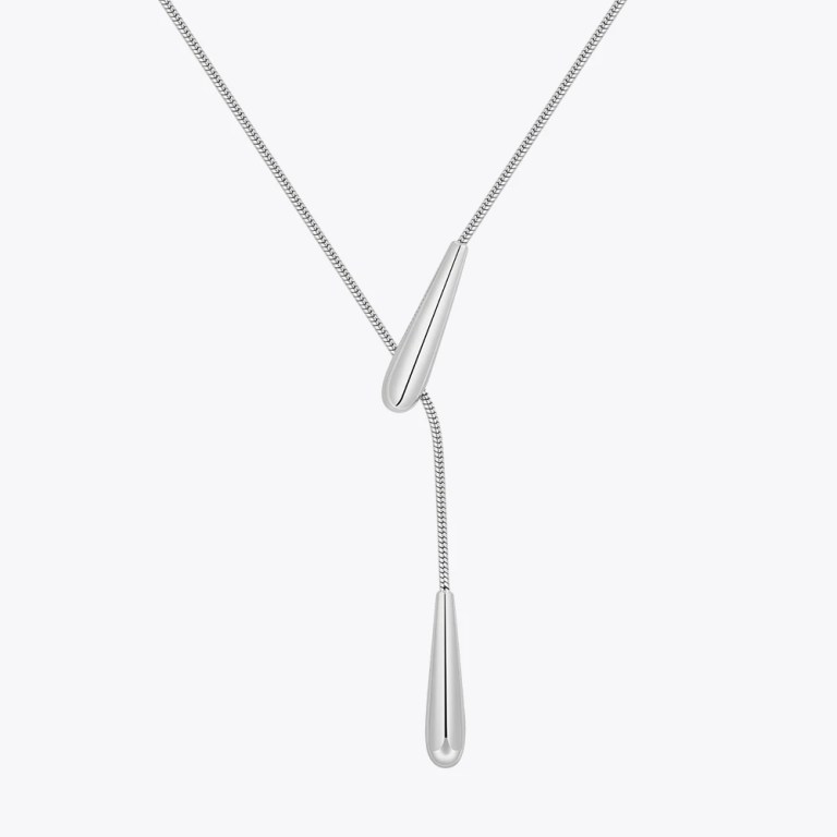 Collares Rain Drop Snake Chain Pendant Necklace