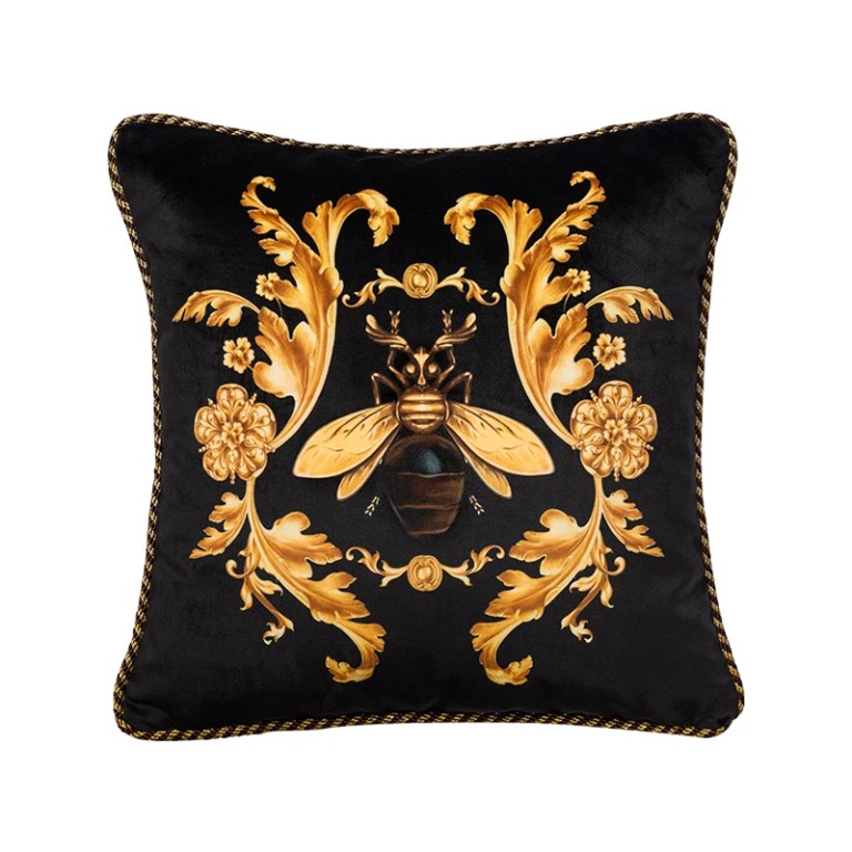 Luxurious Bee Black Velvet Cushion Luxurious Bee Black Velvet Cushion