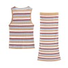 Candy Striped Knit Vest And Elastic Waist Straight Midi Skirt Set