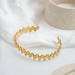 Pulseras Geometry Oval Open Bangle 18K Gold Plated Cuff