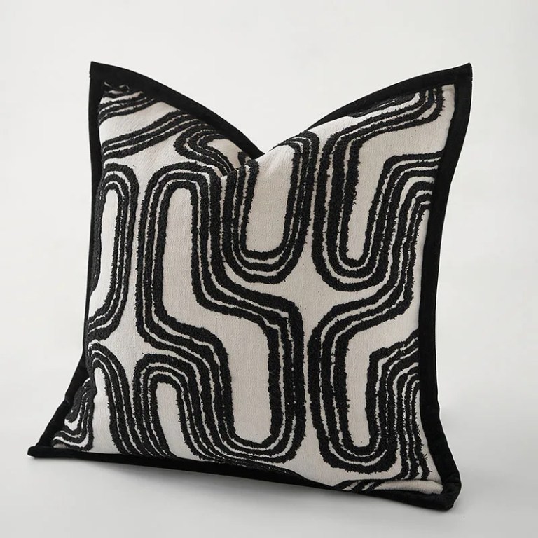 Black Geometric Cushion Cover